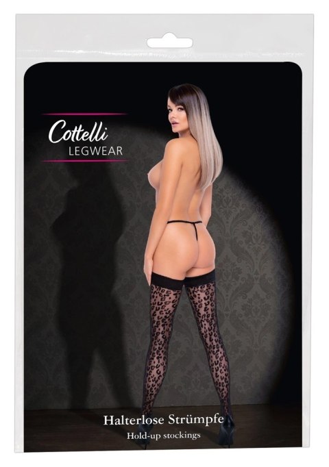 Cottelli LEGWEAR - Pończochy Samonośne Z Wzorem Panterki Czarne 4 Cottelli LEGWEAR - Pończochy Samonośne Z Wzorem Panterki Czarne 4