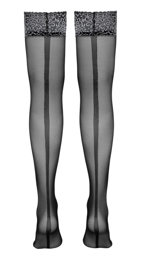 Cottelli LEGWEAR - Seksowne Pończochy Z Ozdobnym Szwem I Srebrną Koronką S Cottelli LEGWEAR - Seksowne Pończochy Z Ozdobnym Szwem I Srebrną Koronką S