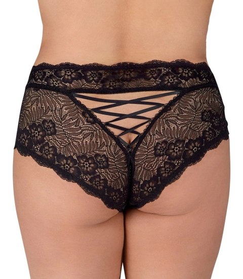Cottelli CURVES - Czarne Figi Bez Krocza Z Perełkami I Wstążką 2XL Cottelli CURVES - Czarne Figi Bez Krocza Z Perełkami I Wstążką 2XL