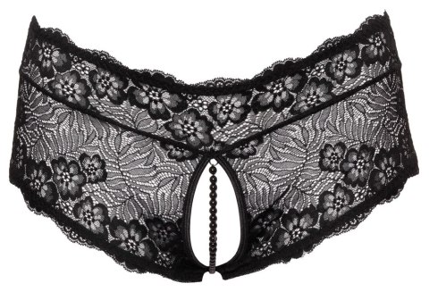 Cottelli CURVES - Czarne Figi Bez Krocza Z Perełkami I Wstążką 2XL Cottelli CURVES - Czarne Figi Bez Krocza Z Perełkami I Wstążką 2XL