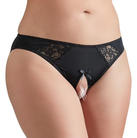 Cottelli CURVES - Czarne Figi Z Dodatkiem Koronki Bez Krocza XL Cottelli CURVES - Czarne Figi Z Dodatkiem Koronki Bez Krocza XL