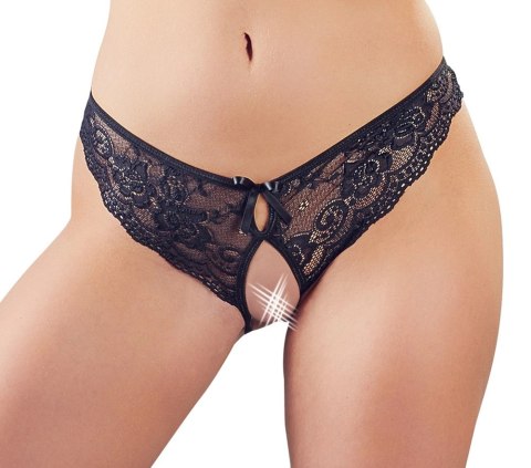 Cottelli LINGERIE - Seksowne Koronkowe Figi Z Wycięciami I Kokardkami Czarne XL Cottelli LINGERIE - Seksowne Koronkowe Figi Z Wycięciami I Kokardkami Czarne XL