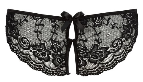 Cottelli LINGERIE - Seksowne Koronkowe Figi Z Wycięciami I Kokardkami Czarne XL Cottelli LINGERIE - Seksowne Koronkowe Figi Z Wycięciami I Kokardkami Czarne XL