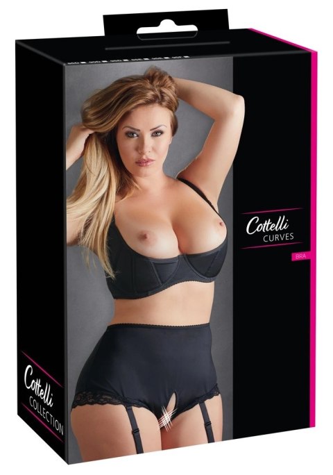 Cottelli CURVES - Biustonosz Push-Up Na Fiszbinach Z Odkrytym Biustem Czarny 85D Cottelli CURVES - Biustonosz Push-Up Na Fiszbinach Z Odkrytym Biustem Czarny 85D
