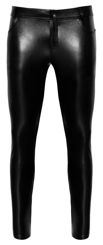 Noir - Proste Matowe Spodnie Męskie Skóra Węża Czarne 2XL Noir - Proste Matowe Spodnie Męskie Skóra Węża Czarne 2XL