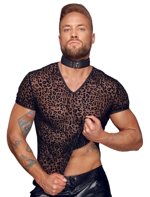 Noir - Seksowna Męska Koszulka Prześwitująca Czarna Panterka 2XL Noir - Seksowna Męska Koszulka Prześwitująca Czarna Panterka 2XL