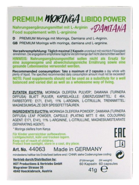 Pondzuające Tabletki Dla Kobiet - HOT BIO Moringa Libido Caps 60 Pondzuające Tabletki Dla Kobiet - HOT BIO Moringa Libido Caps 60