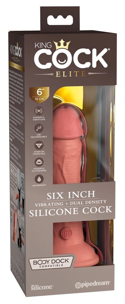 King Cock Elite - Realistyczny Silikonowy Wibrator Z Przyssawką 15 CM + Pilot Jasny Kolor Skóry King Cock Elite - Realistyczny Silikonowy Wibrator Z Przyssawką 15 CM + Pilot Jasny Kolor Skóry