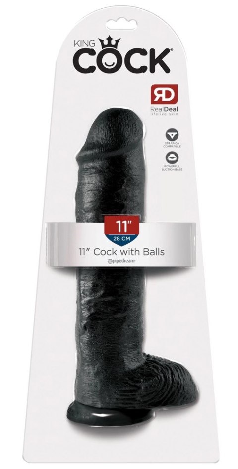 King Cock - Realistyczne Dildo Z Żołędziem Jądrami I Żyłkami 28 CM Czarny King Cock - Realistyczne Dildo Z Żołędziem Jądrami I Żyłkami 28 CM Czarny