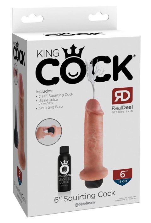 King Cock - Realistyczne Naturalne Dildo Z Wytryskiem 15 CM Jasny Kolor Skóry King Cock - Realistyczne Naturalne Dildo Z Wytryskiem 15 CM Jasny Kolor Skóry