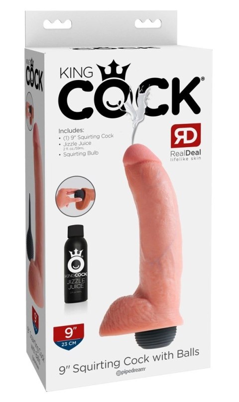King Cock - Realistyczne Naturalne Dildo Z Wytryskiem 23 CM Jasny Kolor Skóry King Cock - Realistyczne Naturalne Dildo Z Wytryskiem 23 CM Jasny Kolor Skóry