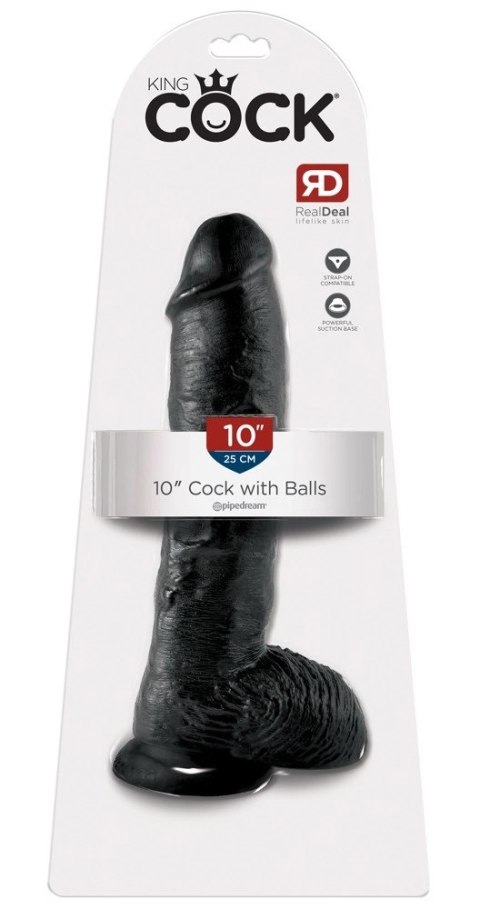 King Cock - Realistyczne Dildo Z Żołędziem Jądrami I Żyłkami 25 CM Czarny King Cock - Realistyczne Dildo Z Żołędziem Jądrami I Żyłkami 25 CM Czarny