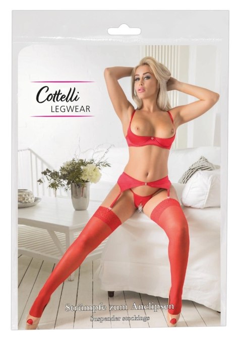 Cottelli LEGWEAR - Klasyczne Czerwone Pończochy Z Elegancką Koronką 2 Cottelli LEGWEAR - Klasyczne Czerwone Pończochy Z Elegancką Koronką 2