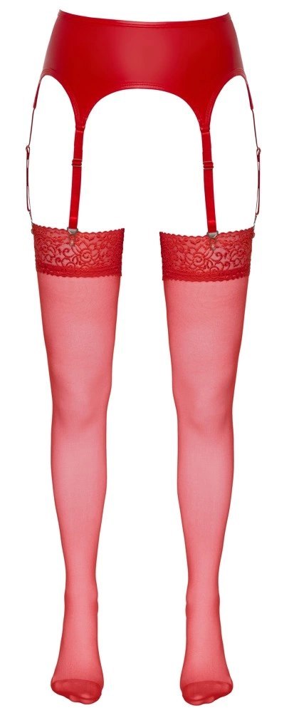 Cottelli LEGWEAR - Klasyczne Czerwone Pończochy Z Elegancką Koronką 3 Cottelli LEGWEAR - Klasyczne Czerwone Pończochy Z Elegancką Koronką 3