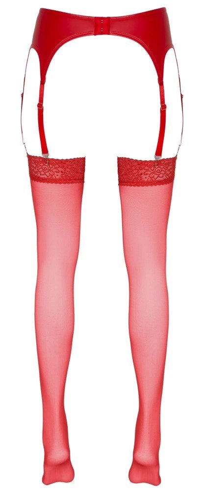 Cottelli LEGWEAR - Klasyczne Czerwone Pończochy Z Elegancką Koronką 3 Cottelli LEGWEAR - Klasyczne Czerwone Pończochy Z Elegancką Koronką 3