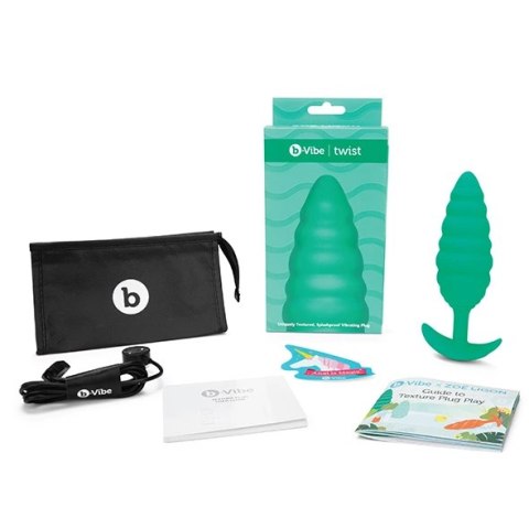 Plug analny wibrujący - B-Vibe Texture Plug Twist Green