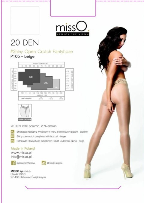 Rajstopy z wycięciem - MissO P105 Beżowe S/M Rajstopy z wycięciem - MissO P105 Beżowe S/M