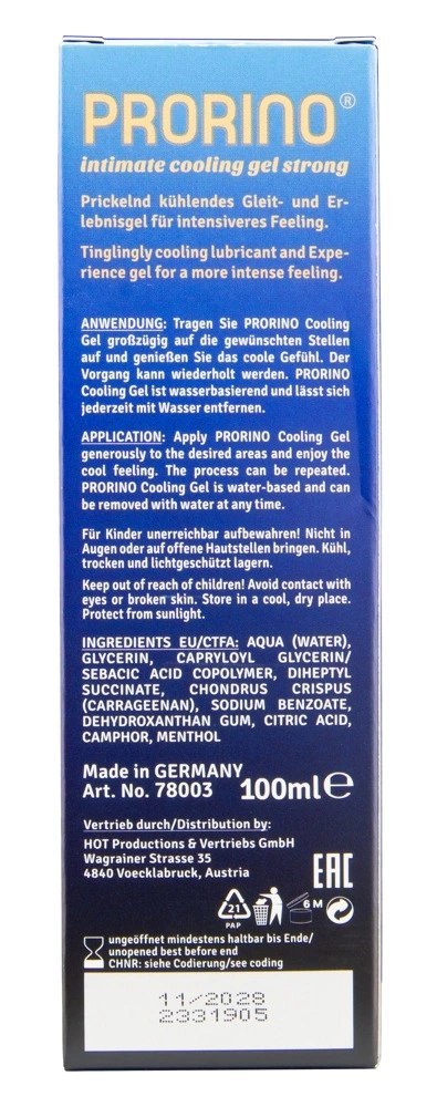 PRORINO - Stymulujący Żel Cooling Gel Strong 100 ml PRORINO - Stymulujący Żel Cooling Gel Strong 100 ml