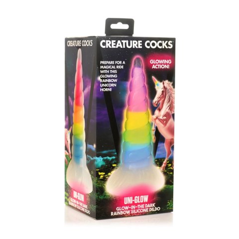 Świecące w ciemności tęczowe silikonowe dildo XR Brands Świecące w ciemności tęczowe silikonowe dildo XR Brands