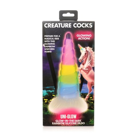Świecące w ciemności tęczowe silikonowe dildo XR Brands Świecące w ciemności tęczowe silikonowe dildo XR Brands