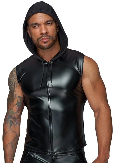 Noir - Stylowy Matowy Męski Bezrękawnik Z Kapturem Czarny XL Noir - Stylowy Matowy Męski Bezrękawnik Z Kapturem Czarny XL