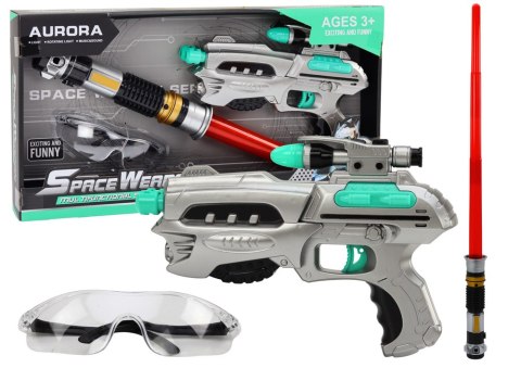 Zestaw Kosmiczny Miecz Świetlny Pistolet Okulary Ochronne Zestaw Kosmiczny Miecz Świetlny Pistolet Okulary Ochronne