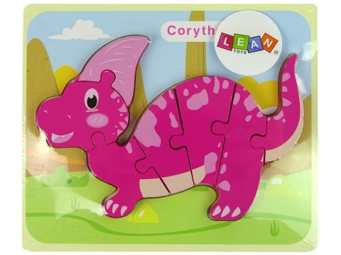 Drewniane Puzzle Dinozaur Corythosaurus Różowy Spinosaurus Fioletowy Drewniane Puzzle Dinozaur Corythosaurus Różowy Spinosaurus Fioletowy
