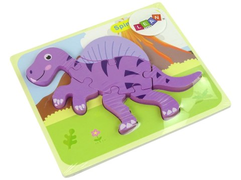 Drewniane Puzzle Dinozaur Corythosaurus Różowy Spinosaurus Fioletowy Drewniane Puzzle Dinozaur Corythosaurus Różowy Spinosaurus Fioletowy
