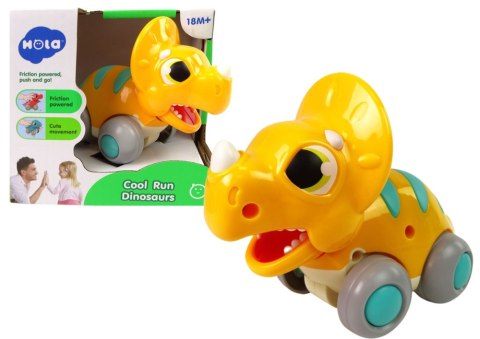 Dinozaur Na Kółkach Żółty Triceratops Figurka Dinozaur Na Kółkach Żółty Triceratops Figurka