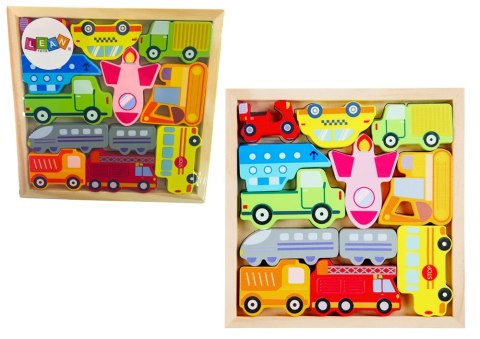 Drewniane Puzzle Środki Transportu Do Dopasowania Autobus Taxi Drewniane Puzzle Środki Transportu Do Dopasowania Autobus Taxi