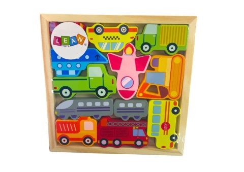 Drewniane Puzzle Środki Transportu Do Dopasowania Autobus Taxi Drewniane Puzzle Środki Transportu Do Dopasowania Autobus Taxi