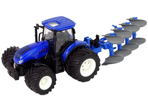 Traktor Zdalnie Sterowany 1:24 Pług Metalowy Niebieski Traktor Zdalnie Sterowany 1:24 Pług Metalowy Niebieski