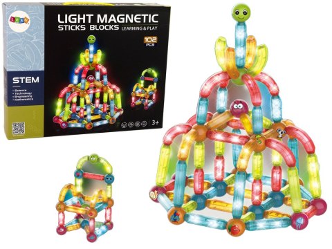 Świecące Klocki Magnetyczne Edukacyjne Zestaw 102 Elementy Świecące Klocki Magnetyczne Edukacyjne Zestaw 102 Elementy