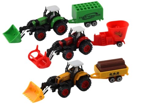 Traktor Z Przyczepą Koparka Spychacz Maszyna Żółty Zielony Czerwony Traktor Z Przyczepą Koparka Spychacz Maszyna Żółty Zielony Czerwony