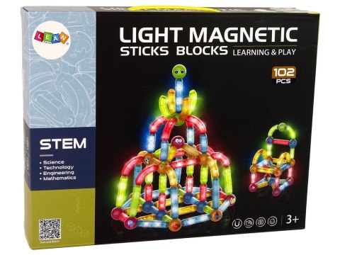 Świecące Klocki Magnetyczne Edukacyjne Zestaw 102 Elementy Świecące Klocki Magnetyczne Edukacyjne Zestaw 102 Elementy