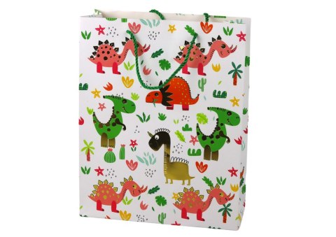Papierowa Torba Prezentowa Kolorowe Dinozaury Palmy 32 cm x 26 cm x 10 cm Papierowa Torba Prezentowa Kolorowe Dinozaury Palmy 32 cm x 26 cm x 10 cm