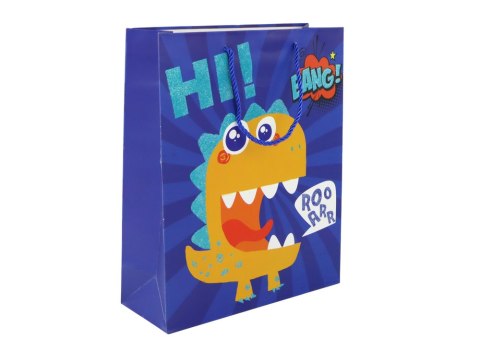 Papierowa Torba Prezentowa Niebieska Dinozaur 32cm x 26cm x 10cm Papierowa Torba Prezentowa Niebieska Dinozaur 32cm x 26cm x 10cm