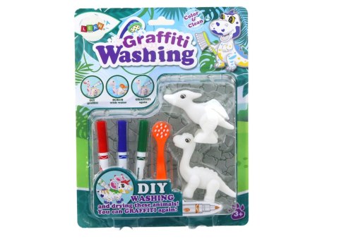Zestaw Artystyczny DIY Dinozaury Figurki 2szt Pisaki Szczotka Zestaw Artystyczny DIY Dinozaury Figurki 2szt Pisaki Szczotka
