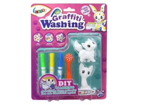 Zestaw Artystyczny DIY Kotki Figurki 2szt Pisaki Szczotka Zestaw Artystyczny DIY Kotki Figurki 2szt Pisaki Szczotka