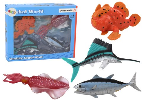 Zestaw Figurek Zwierzęta Morskie Ocean Ryby Kałamarnica 4 Sztuki Zestaw Figurek Zwierzęta Morskie Ocean Ryby Kałamarnica 4 Sztuki