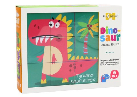Edukacyjne Puzzle 6w1 Klocki Układanka Kostki 6 Obrazków Dinozaury 9 El. Edukacyjne Puzzle 6w1 Klocki Układanka Kostki 6 Obrazków Dinozaury 9 El.