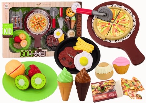 Zestaw Fast Food Owoce Stek Lody Akcesoria Pizza Frytki 26 ele. Zestaw Fast Food Owoce Stek Lody Akcesoria Pizza Frytki 26 ele.