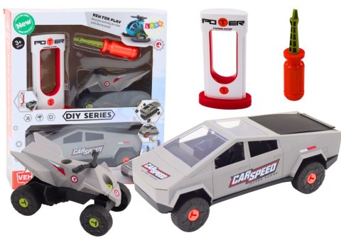 Zestaw Nowoczesne Auto z Quadem Do Rozkręcania DIY Szary Zestaw Nowoczesne Auto z Quadem Do Rozkręcania DIY Szary