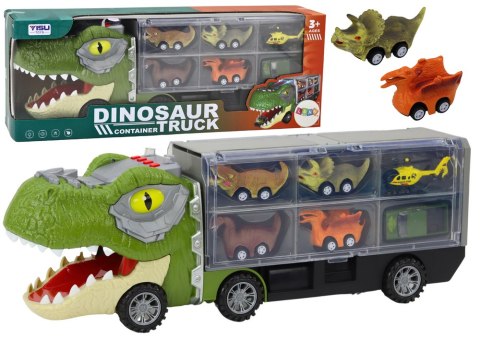Ciężarówka Dinozaur Transport Resoraków 6szt Światła Dźwięki Zielony Ciężarówka Dinozaur Transport Resoraków 6szt Światła Dźwięki Zielony