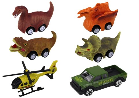 Ciężarówka Dinozaur Transport Resoraków 6szt Światła Dźwięki Zielony Ciężarówka Dinozaur Transport Resoraków 6szt Światła Dźwięki Zielony