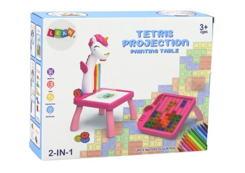 Mini Projektor Stolik Tetris 2w1 Jednorożec Niebieski Mini Projektor Stolik Tetris 2w1 Jednorożec Niebieski