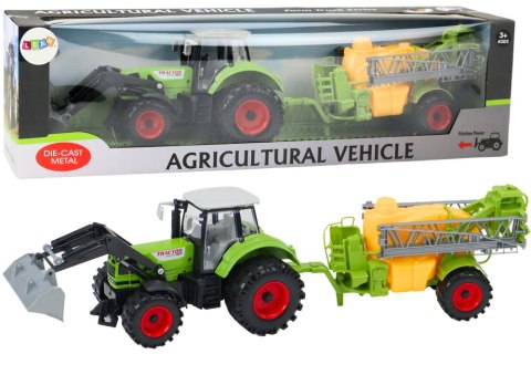 Traktor Rolniczy Koparka Z Opryskiwaczem Napęd Zielony Traktor Rolniczy Koparka Z Opryskiwaczem Napęd Zielony