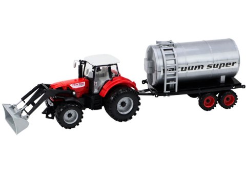 Traktor Rolniczy Koparka z Cysterną Napęd Czerwony Traktor Rolniczy Koparka z Cysterną Napęd Czerwony