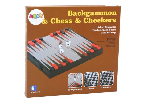 Zestaw Gier 3w1 Plansza Magnetyczna Szachy Warcaby Backgammon Zestaw Gier 3w1 Plansza Magnetyczna Szachy Warcaby Backgammon
