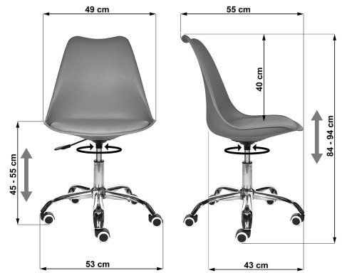 Krzesło obrotowe MONZA OFFICE WHITE + GREY PU